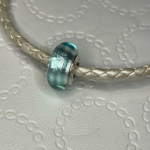 Chamilia Teal Stripe Murano Glass Charm